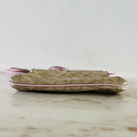 COACH Light Khaki Petal Signature Canvas Messenger Crossbody Bag - Picture 6 of 14